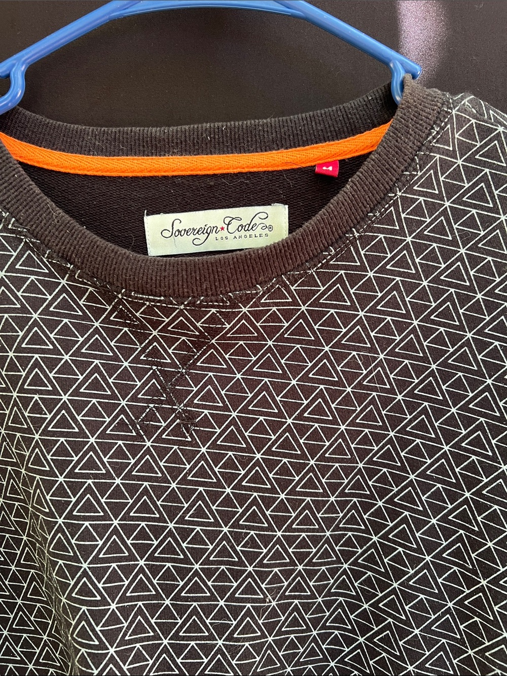 Sovereign Code Black Crewneck Sweater with White Triangle Print